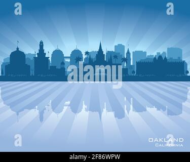 Oakland California City Skyline Vektor Silhouette Illustration Stock Vektor