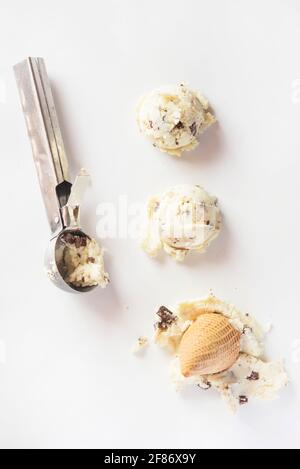 Eis mit Vanille und Schokolade Stockfoto