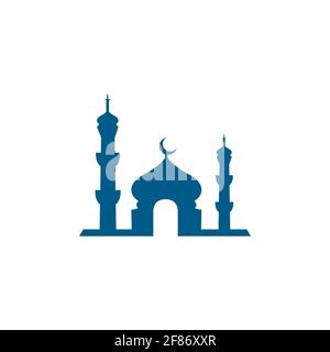 Blaues Moschee-Symbol Auf Weißem Hintergrund. Vektor-Illustration Mit Blauem Flachem Stil. Stock Vektor