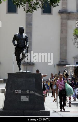 salvador, bahia / brasilien - 8. Oktober 2019: Skulptur von Zumbi dos Palmares in der Praça da SE. *** Ortsüberschrift *** Stockfoto