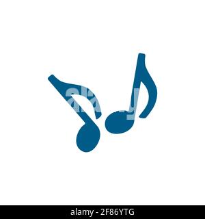 Musiknote Blaues Symbol Auf Weißem Hintergrund. Vektor-Illustration Mit Blauem Flachem Stil. Stock Vektor