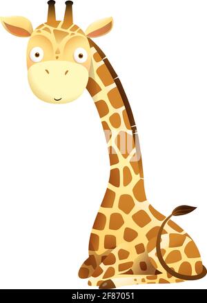 Niedliche Baby Giraffe Sitzt Isoliert Clipart Stock Vektor