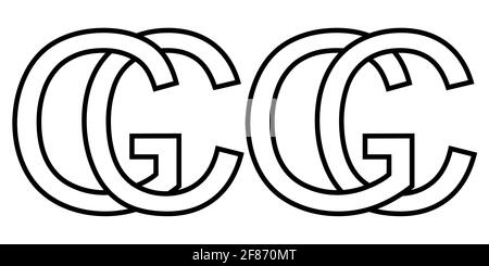 Logo Zeichen gc cg Symbol Zeichen Zeilensprungbuchstaben c, g Vektor-Logo gc, cg erste Großbuchstaben Muster Alphabet g, c Stock Vektor