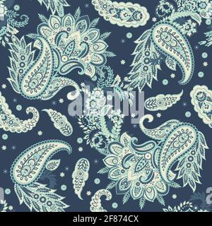 paisley florale Vektor-Illustration im Damast-Stil. Nahtloser Hintergrund Stock Vektor