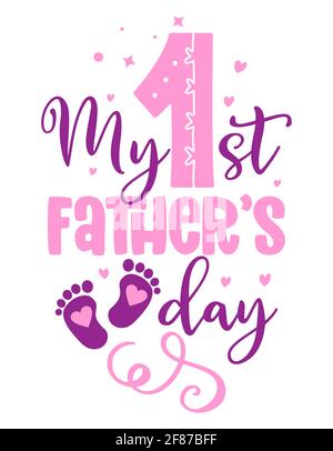 My First Father's Day - Happy Father's Day Schriftzug Grußkarte Set. Handgemachte Kalligraphie Vektor Illustration. Gut für Schrottbuchungen, Poster, tex Stock Vektor