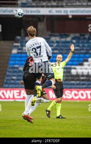 Aarhus, Dänemark. April 2021. Sebastian Hausner (37) von der AGF beim 3F Superliga-Spiel zwischen Aarhus GF und FC Midtjylland im Ceres Park in Aarhus. (Foto: Gonzales Photo/Alamy Live News Stockfoto