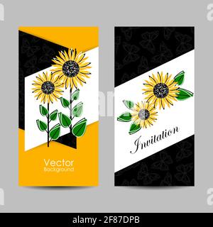 Set von vertikalen Fahnen mit schönen Blumen Stock Vektor