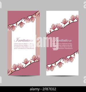 Set von vertikalen Fahnen mit schönen Blumen Stock Vektor