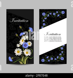 Set von vertikalen Fahnen mit schönen Blumen Stock Vektor