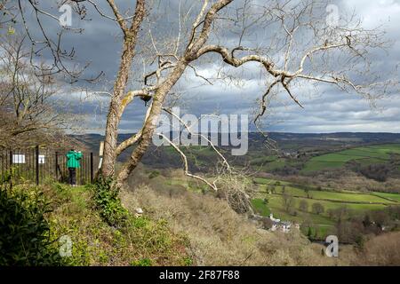 Die besten Wanderungen in Devon, die besten Wanderungen in Devon, teign Valley, landschaftlich schöner Wander- oder Wanderweg, Wälder, Flüsse und sanfte und sanfte Hügel. Stockfoto