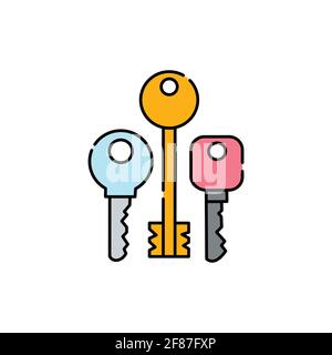 Tasten, Symbol für farbige Linie. Piktogramm für Webseite, mobile App, Promo. UI UX GUI Design-Element. Bearbeitbare Kontur. Stock Vektor