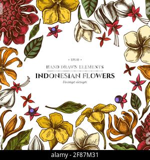 Blumenmuster mit farbigen Plumeria, allamanda, clerodendrum, Champak, etlingera, ixora Stock Vektor