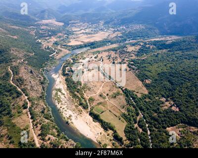 Luftaufnahme des Arda-Flusses Mäander und Ivaylovgrad Stausee, Bulgarien Stockfoto