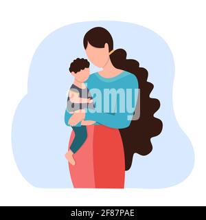 Mutter mit Sohn in ihren Armen.Design Element.Familie Liebe und Kind Pflegekonzept Stock Vektor