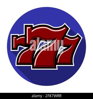Triple Lucky Sevens mit Highlights und Schatten - flaches Design Darstellung von Farbvektoren Stock Vektor