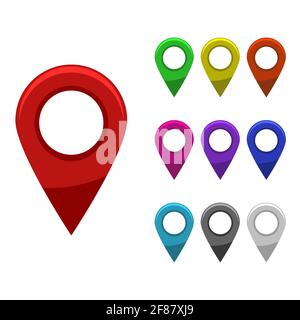 Satz heller Kartenzeiger. Vektor-Illustration im flachen und einfarbigen Stil. Stock Vektor