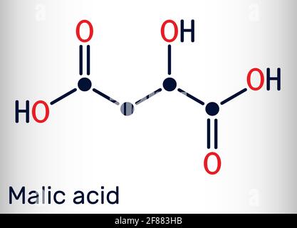 Apfelsäure C4H6O5 Molekül, ist Dicarbonsäure. Chemische Formel des Skeletts. Vektorgrafik Stock Vektor