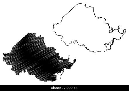 Chesterfield County, Commonwealth of Virginia (US County, Vereinigte Staaten von Amerika, USA, USA, US) Kartenvektordarstellung, Scribble Skizze Chesterf Stock Vektor