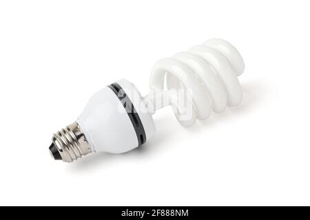 Energiesparlampe auf Weiß isoliert Stockfoto