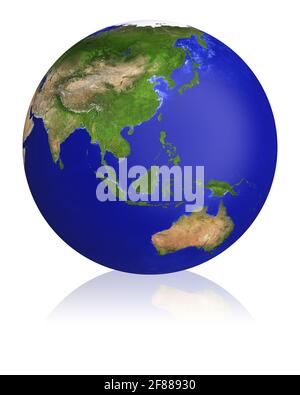 Erdplaneten-Globus-Karte. Seite von Asien und Australien. Die Erdstruktur dieses Bildes, die von der NASA eingerichtet wurde. (http://visibleearth.nasa.gov/view rec.php? Stockfoto