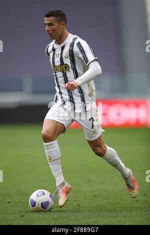 Turin, Italien, 11. April 2021. Cristiano Ronaldo von Juventu während des Spiels der Serie A im Allianz Stadium, Turin. Bildnachweis sollte lauten: Jonathan Moscrop / Sportimage Stockfoto