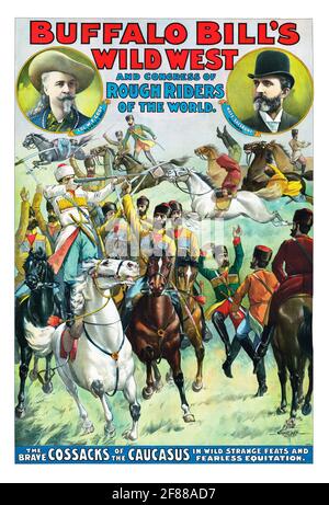 Buffalo Bills Wilder Westen und Kongress der Rough Riders of the World – die tapferen Kosaken des Kaukasus, 1890er. Stockfoto