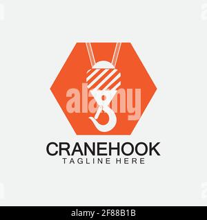 Design-Vorlage für die Abbildung des Logos des Kranhakens mit Vektorgrafik Stock Vektor