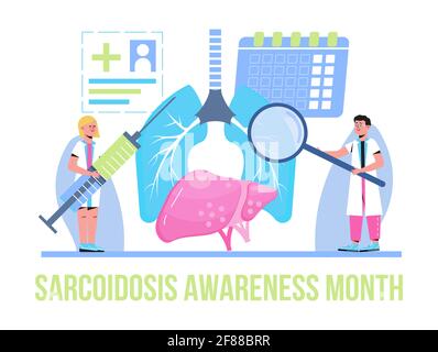 Konzeptvektor Sarkoidose Awareness Month. Jedes Jahr im April wird ein medizinisches Ereignis beobachtet. Sarkoidose, mit abnormalen Ansammlungen von Inflammat Stock Vektor