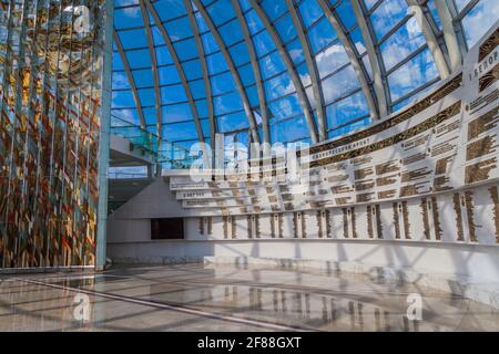 MINSK, WEISSRUSSLAND - 16. JUNI 2017: Das Innere des Belarussischen Staatlichen Museums der Geschichte des Grossen Vaterländischen Krieges in Minsk Stockfoto