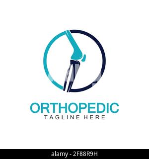 Orthopädische Gesundheit Knochen Logo Vektor Illustration Designvorlage, Knie Knochen Logo Designs Konzept, Gesundheit Knochen Logo Symbol Symbol Stock Vektor