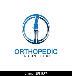 Orthopädische Gesundheit Knochen Logo Vektor Illustration Designvorlage, Knie Knochen Logo Designs Konzept, Gesundheit Knochen Logo Symbol Symbol Stock Vektor