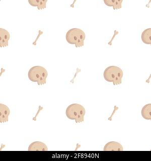 Hexe Nahtloses Muster mit Totenkopf und Knochen Stock Vektor