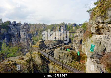 Bastei, Deutschland Antike Festung in der sächsischen schweiz Deutschland Stockfoto