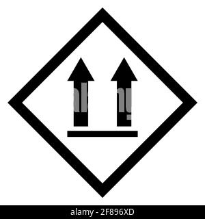 Diese Seite oben Warnung flach Symbol auf weißem Hintergrund isoliert. Verpackungssymbol, Vektordarstellung für Etiketten. Transport der Lieferung . Stock Vektor