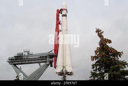 Sojus-Rakete auf der Startrampe Moskau 2021 Stockfoto