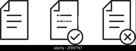 Symbol des genehmigten/stornierten/freien Dokuments. Checkliste, Datei, Dokument. Papierkram Konzept Vektor . Stock Vektor