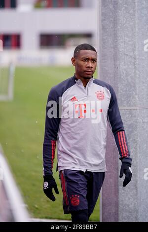 David Alaba, FC Bayern München beim Training auf dem FC Bayern München Trainingsgelände in der Säbener Straße, München, Deutschland am 12. April 2021 Foto: Donato/FC Bayern München via Kolvenbach Stockfoto