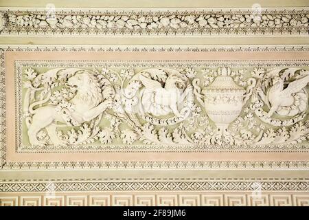Florenz, Italien. Ein Teil der Decke im Weißen Saal im Palazzo Pitti. (Nur für redaktionelle Zwecke) Stockfoto