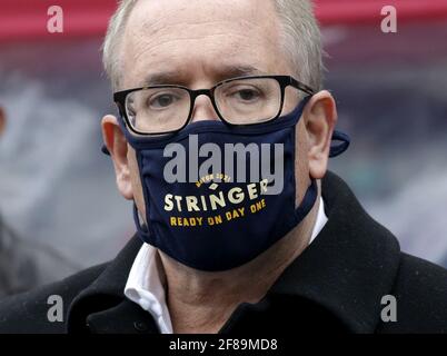 New York, Usa. April 2021. Scott Stringer, Kandidat der New Yorker Bürgermeisterschaft, spricht am Montag, den 12. April 2021, in New York City. Foto von John Angelillo/UPI Credit: UPI/Alamy Live News Stockfoto