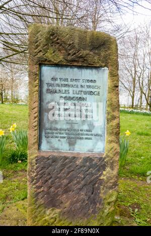 Der Standort in Daresbury, der Heimat der Kindheit Charles Lutwidge Dodgson besser bekannt als der Autor von Alice Im Wunderland Lewis Carroll Stockfoto