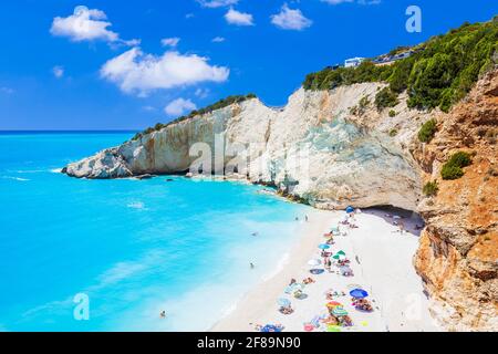 Lefkada, Griechenland. Porto Katsiki in Lefkada, Ionische Inseln. Stockfoto