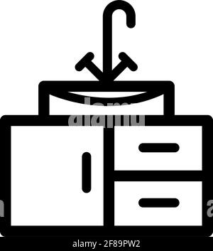 Symbol für den Umriss der Senke auf weißem Hintergrund isoliert. Vector Waschtisch-Element im trendigen Stil. Stock Vektor