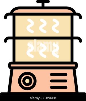 Einfaches Farbsymbol des Dampfgarers. Symbole für Vektordampfer auf weißem Hintergrund Stock Vektor