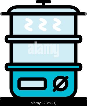 Einfaches Farbsymbol des Dampfgarers. Symbole für Vektordampfer auf weißem Hintergrund Stock Vektor
