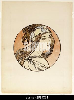 Alphonse Mucha (1860-1939). „Vitrail pour la façade de la Boutique Fouquet“. Entwurf für Boutique Fouquet. c 1900. Jugendstil. Stockfoto