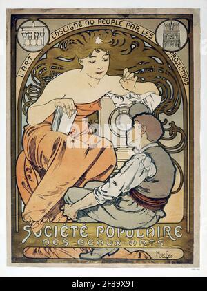 Societe Populaire des Beaux-Arts – Art Nouveau von Alphonse Mucha ca. 1897 Stockfoto