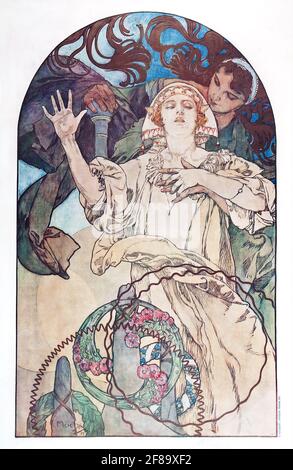 EIN TSCHECHISCHES PLAKAT. Alphonse Mucha (Tschechisch, 1860–1939). Gedruckt bei V. Neubert, Prag, Tschechoslowakei, 1927. Mark: MUCHA 27. Jugendstil von Alphonse Mucha Stockfoto