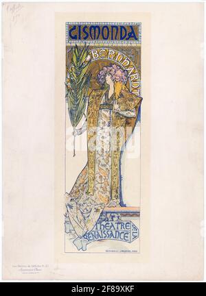 Plakat für Victorien Sardous Gismonda mit Sarah Bernhardt – Art Nouveau von Alphonse Mucha. 1894. Stockfoto