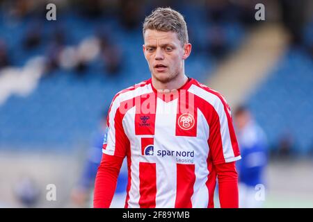 Kongens Lyngby, Dänemark. April 2021. Kasper Kusk (17) von AAB beim 3F Superliga-Spiel zwischen Lyngby Boldklub und AAB im Lyngby Stadion in Kongens Lyngby, Dänemark. (Foto: Gonzales Photo/Alamy Live News Stockfoto