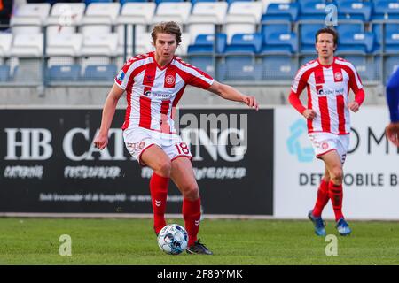 Kongens Lyngby, Dänemark. April 2021. Martin Samuelsen (18) von AAB beim 3F Superliga-Spiel zwischen Lyngby Boldklub und AAB im Lyngby Stadion in Kongens Lyngby, Dänemark. (Foto: Gonzales Photo/Alamy Live News Stockfoto